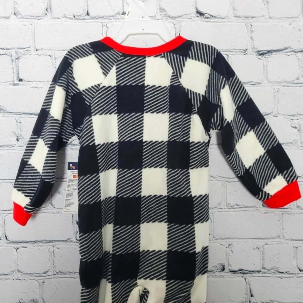 NWT Gerber Size 12M Buffalo Plaid Fleece Footie Pajamas